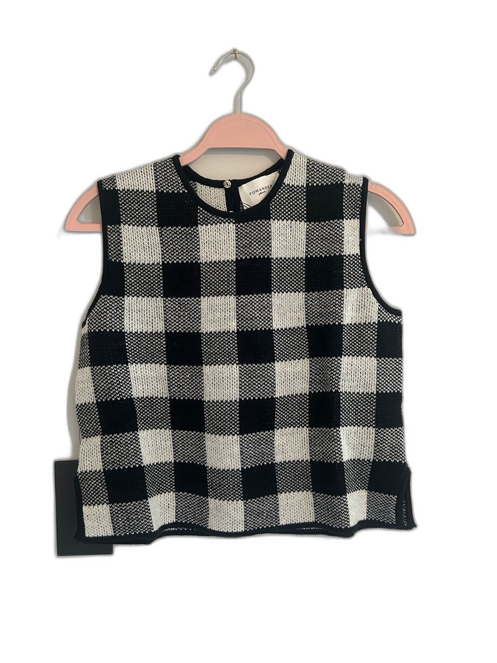 Pomander Place Tuckernuck Black White Check Knit Tank NWT Size XS